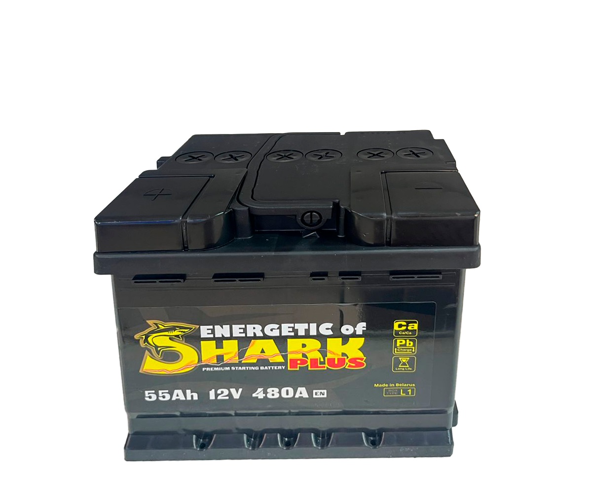 Аккумулятор, ENERGETIC SHARK PLUS, 55 Ah, кубик, прямая полярность