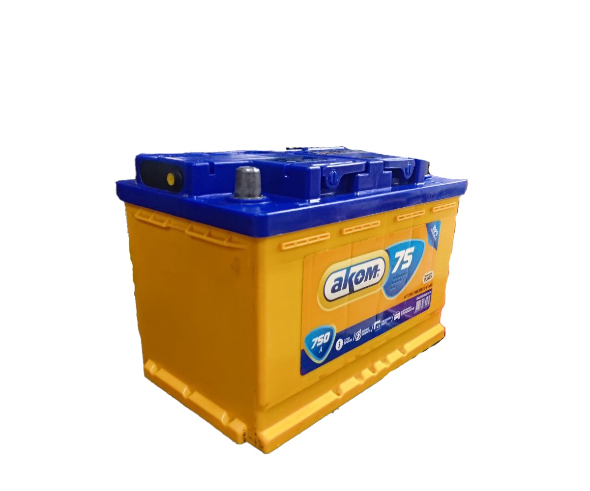 Батарея аккумуляторная АКОМ 6CT750LA АКОМ 75А/ч 750А 12V Обратная полярн. стандартные клеммы