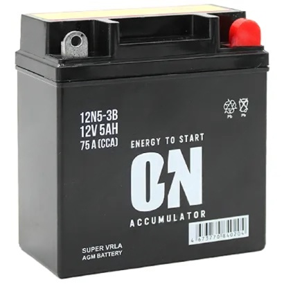 Аккумулятор, ON 12N5-3B, AGM, VRLA, Euro, 5 Ah, 12N5-3B